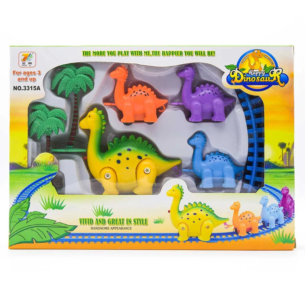 Tren de juguete montable con 4 figuras en forma de dinosaurios con ac…