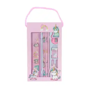 Kit papelería con lápices, regla, sacapuntas y borrador con estampado…