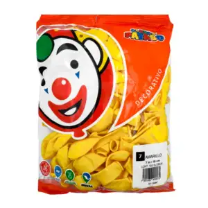Paquete de 100 globos payaso en color amarillo de 7 in - 18 cm / 4005…