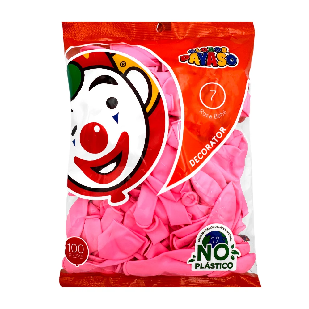 Paquete con 100 globos payaso en color rosa de 7 in - 18 cm / globo r…