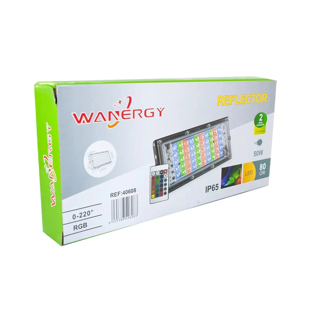 Reflector led rgb wanergy con consumo de 50 watts y control remoto / …