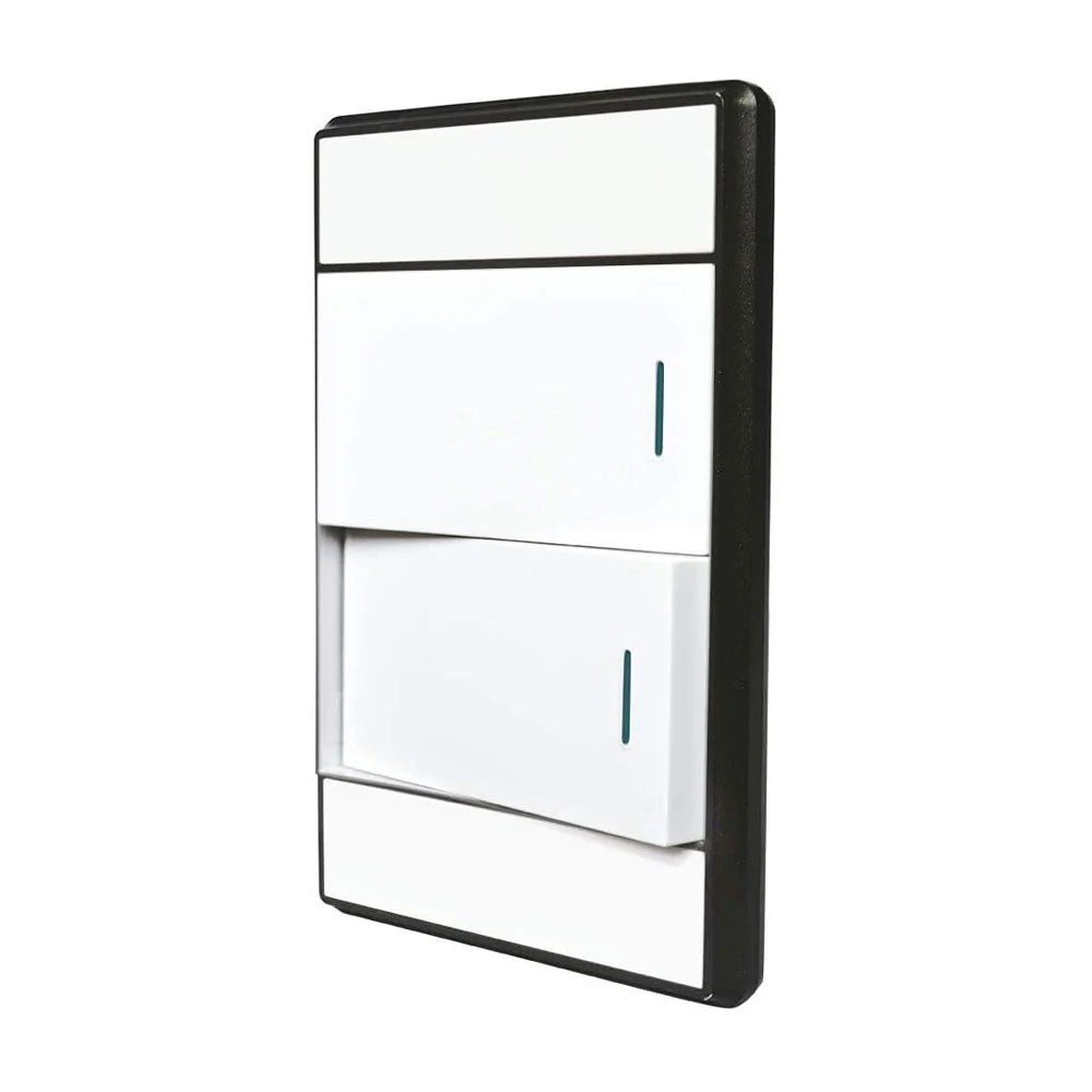 Placa de pared, con 2 interruptores apagadores de escalera / línea ve…