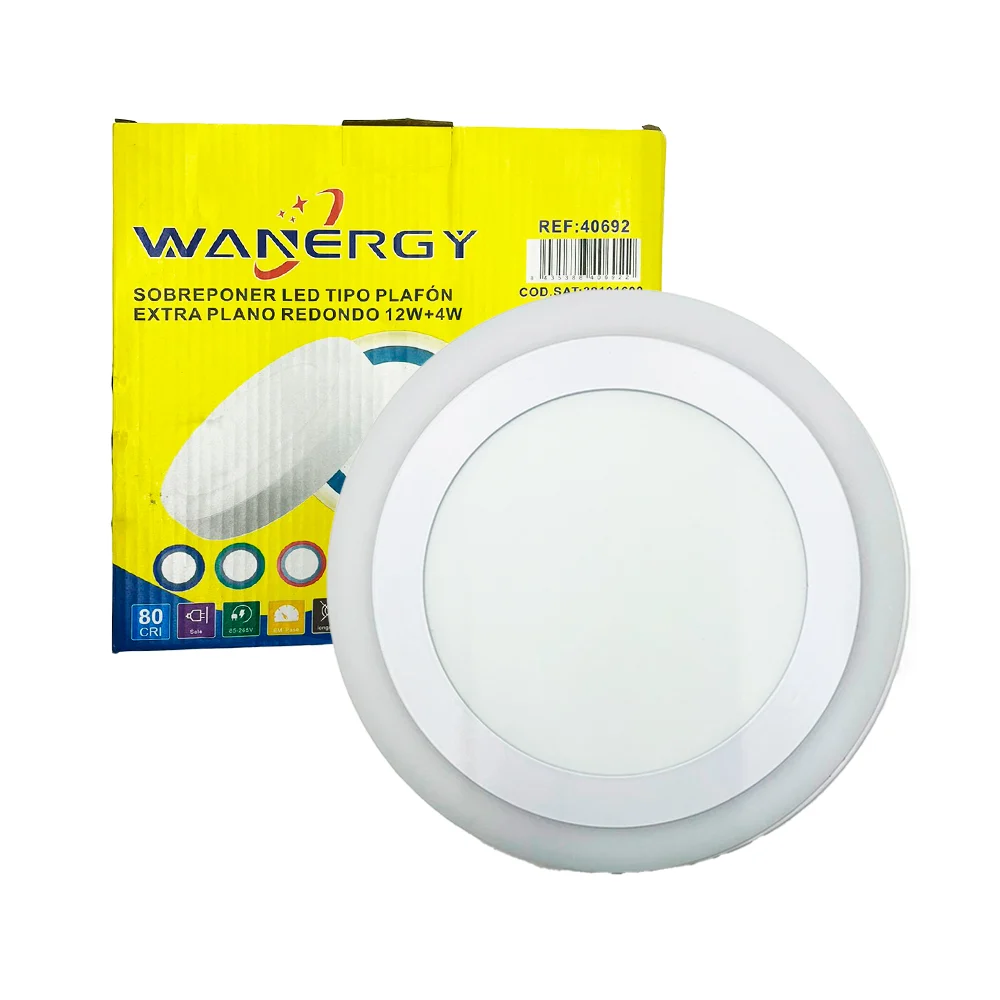 Lámpara led tipo plafón redondo con consumo 12 watts blanco + 4 watts…