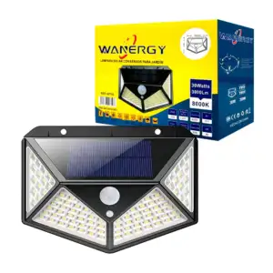 Lámpara solar led wanergy para exterior con sensor de movimiento, pan…