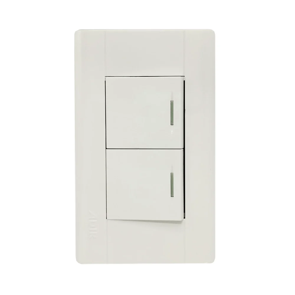 Placa de pared, con 2 interruptores apagadores de escalera / línea to…
