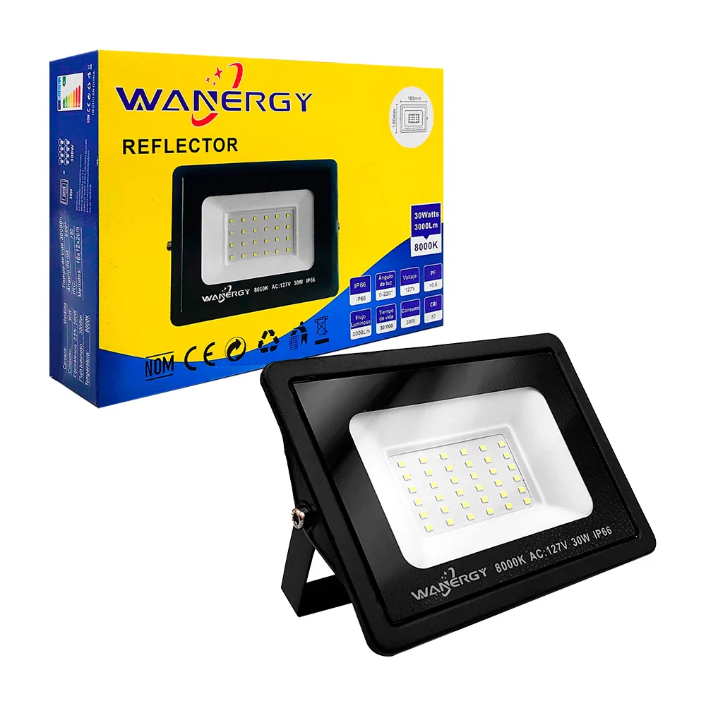 Reflector led wanergy de 30w en forma cuadrada con borde plástico / 4…