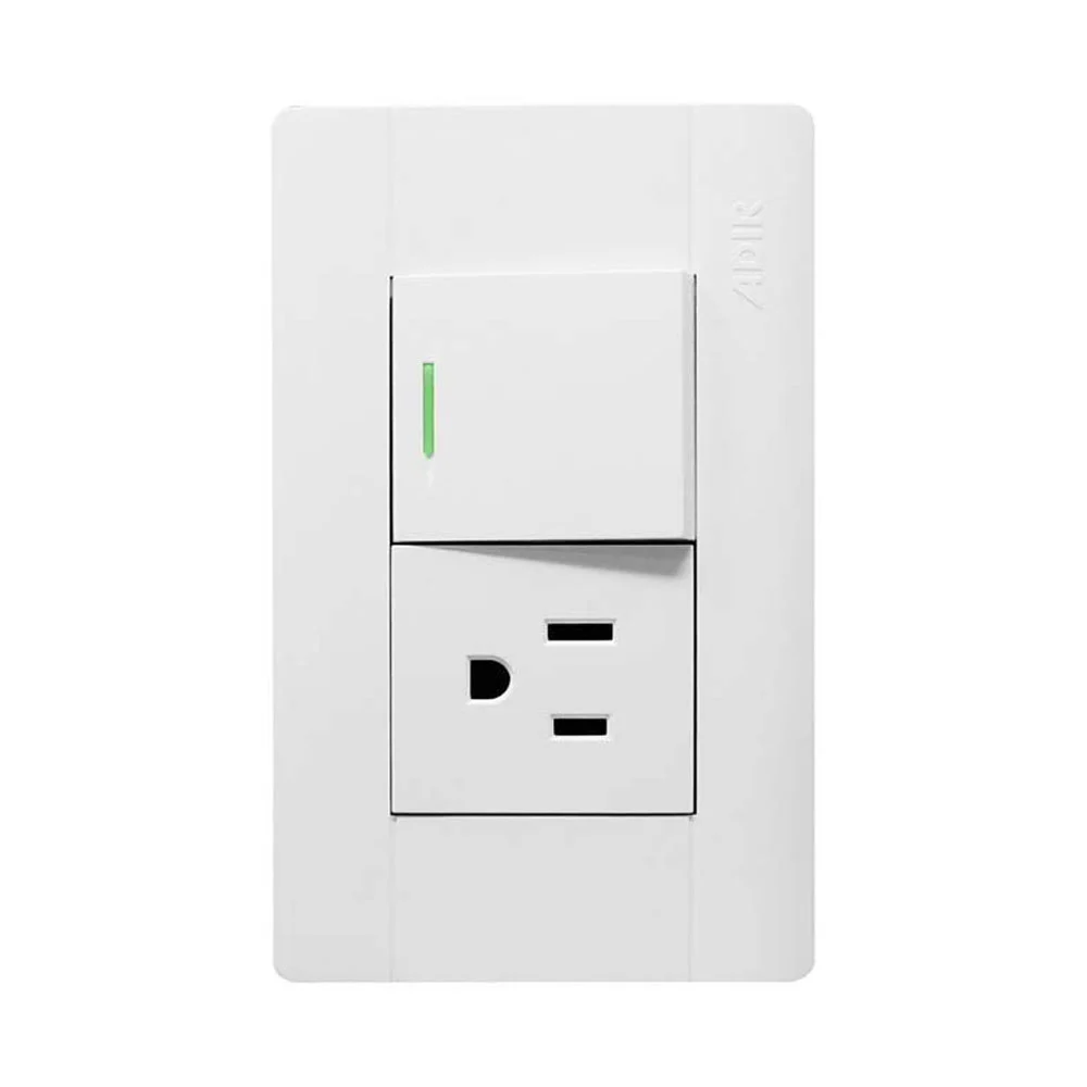 Placa de pared, con interruptor apagador sencillo y contacto / línea …