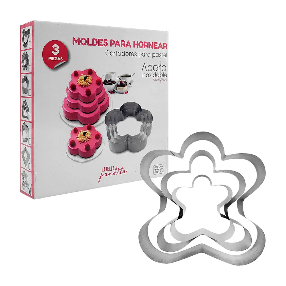 Juego de 3 cortadores para pastel o galletas de acero inoxidable, var…