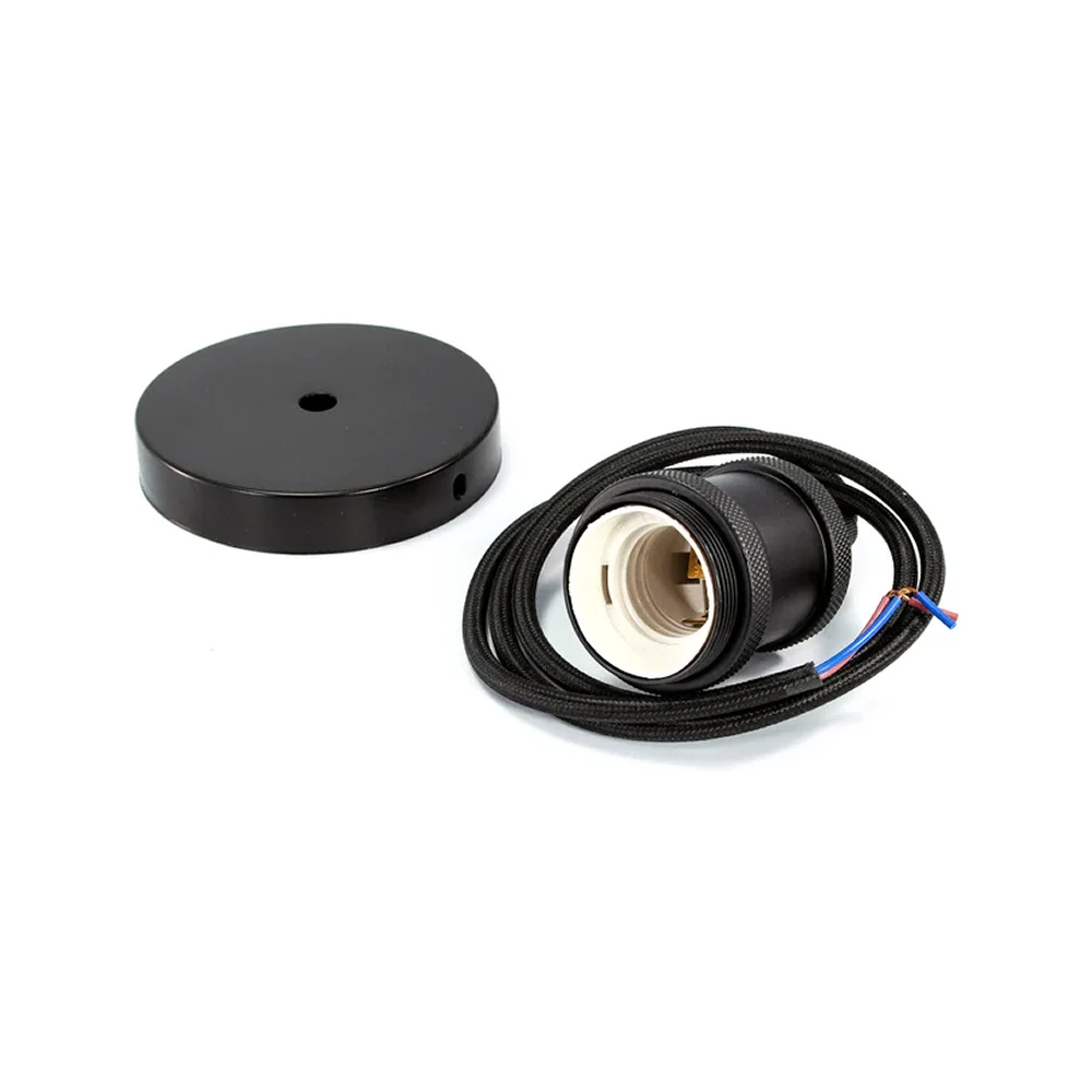 Socket metálico con cable tipo cuerda y base colgante en color negro …