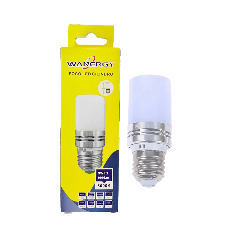 Foco bombilla led wanergy en forma cilíndrica con consumo de 9 watts …