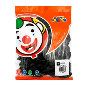 Paquete con 50 globos payaso en color negro de 9 in - 23 cm / 413814