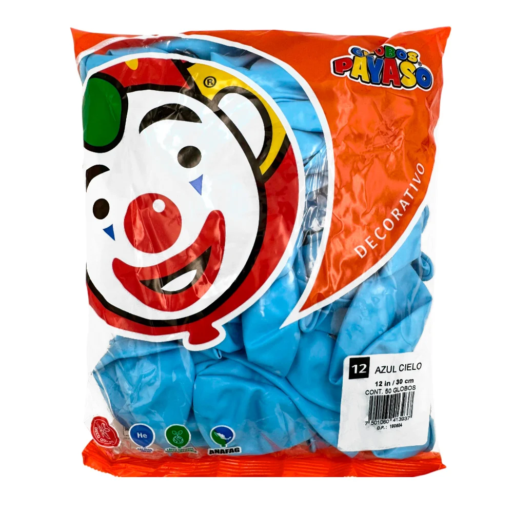 Paquete de 50 globos payaso en tono azul, de 12 in - 30cm / globo azu…