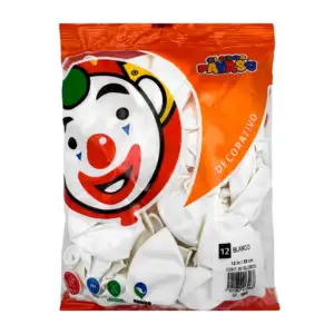 Paquete de 50 globos payaso de 12 in - 30 cm en color blanco / 413968…