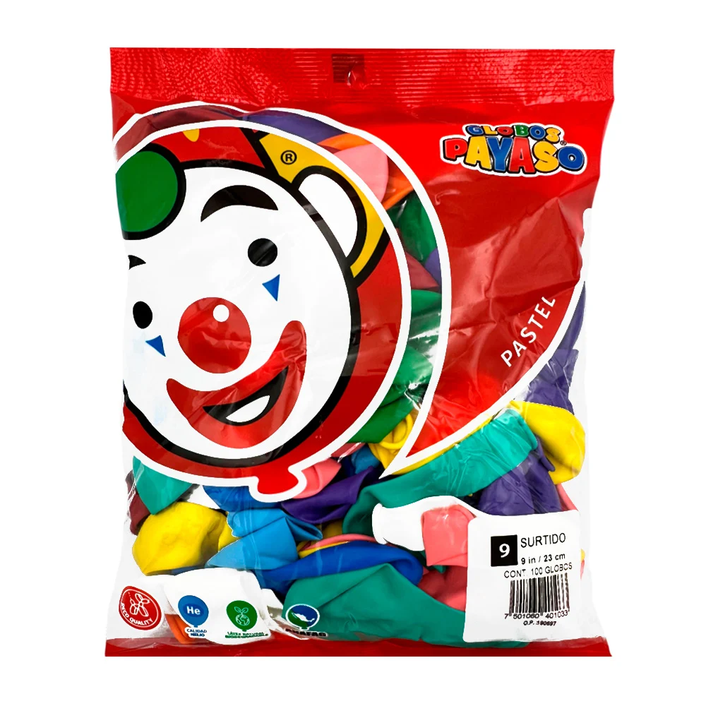Paquete con 50 globos payaso en colores surtidos de 9 in - 23 cm / gl…
