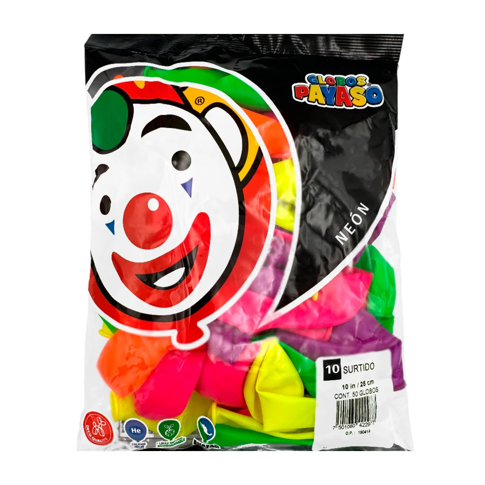 Paquete con 50 globos payaso de 10 in - 25 cm surtido de colores en t…