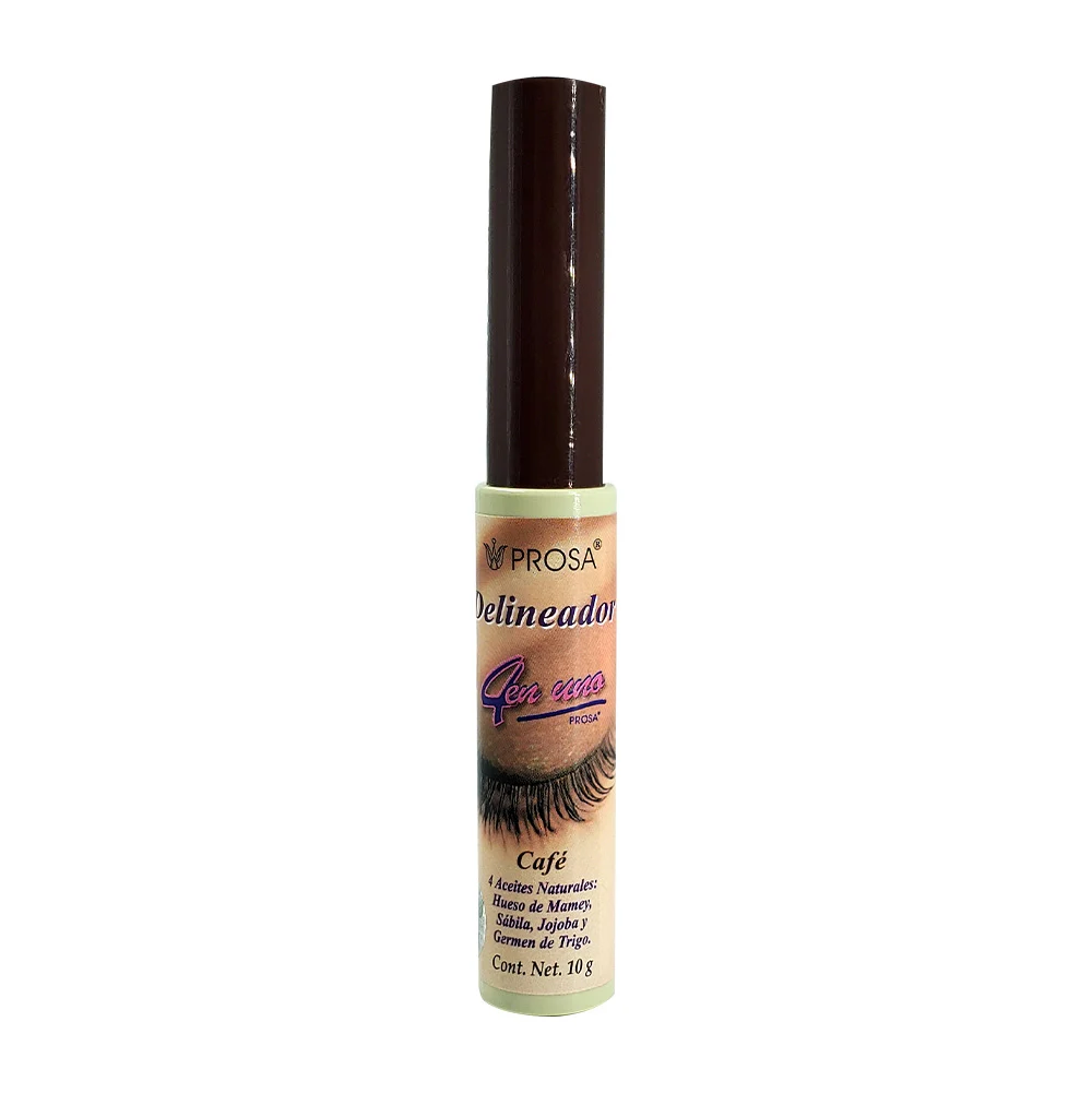 1pza Delineador prosa color café con 4 aceites naturales para ojos, 1…