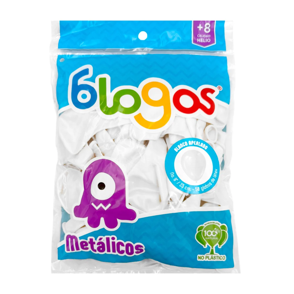 Paquete con 50 globos blogos de 9 in - 23 cm en blanco perla metálico…