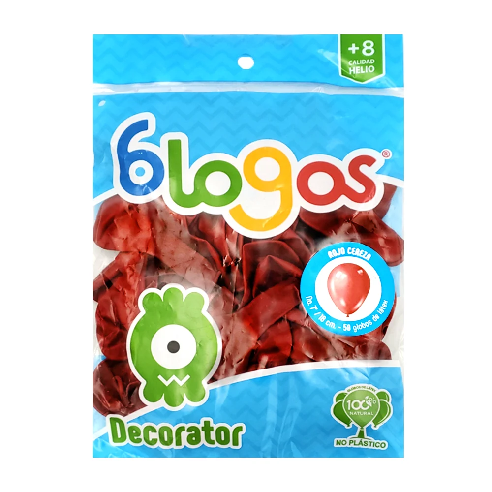 Paquete con 50 globos blogos en color rojo cereza de 7 in - 18 cm / 4…