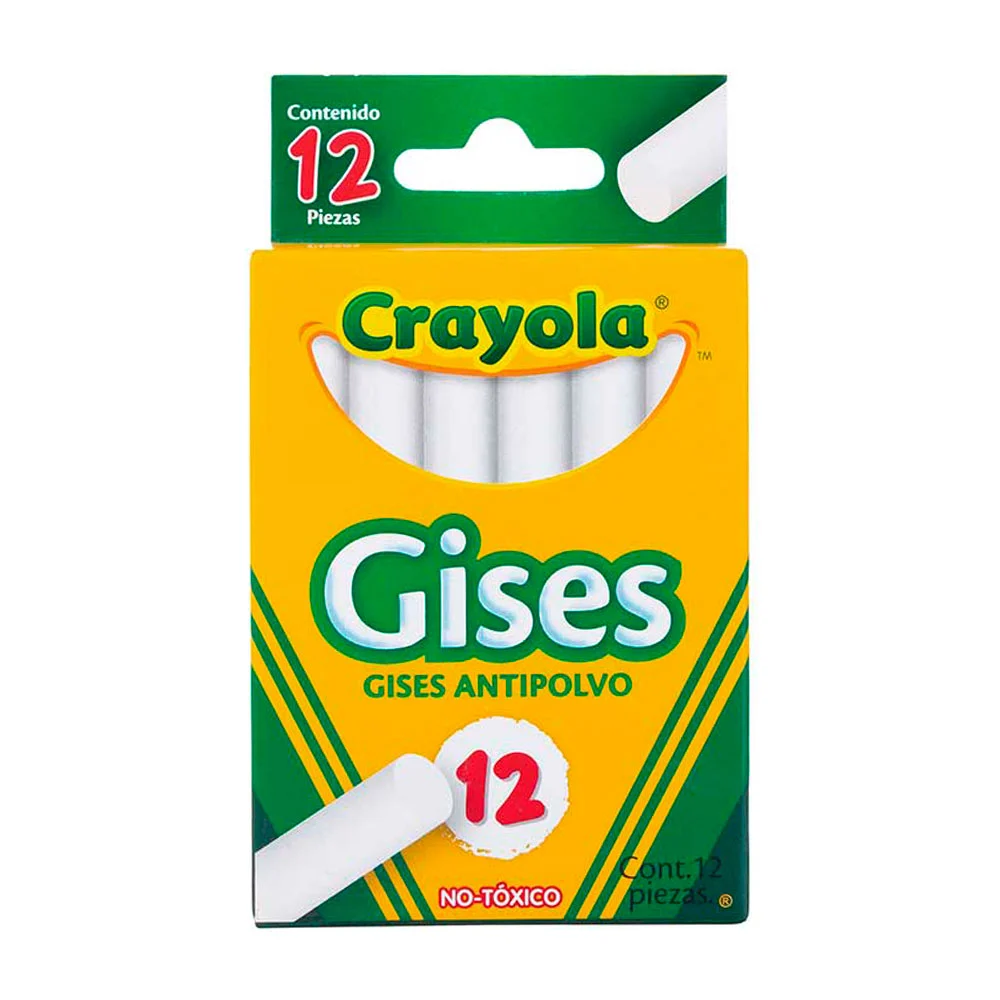 Paquete crayola con 12 gises blancos, cortos, delgados / crayola gise…