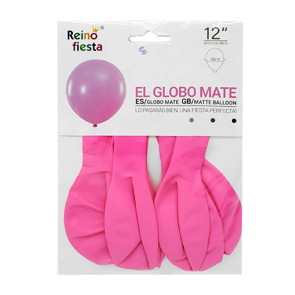 Paquete con 6 globos mate de 12 pulgadas color rosa, reino fiesta / 5…