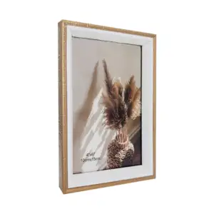 Portarretrato rectangular de madera con marco dorado + blanco de 10x1…