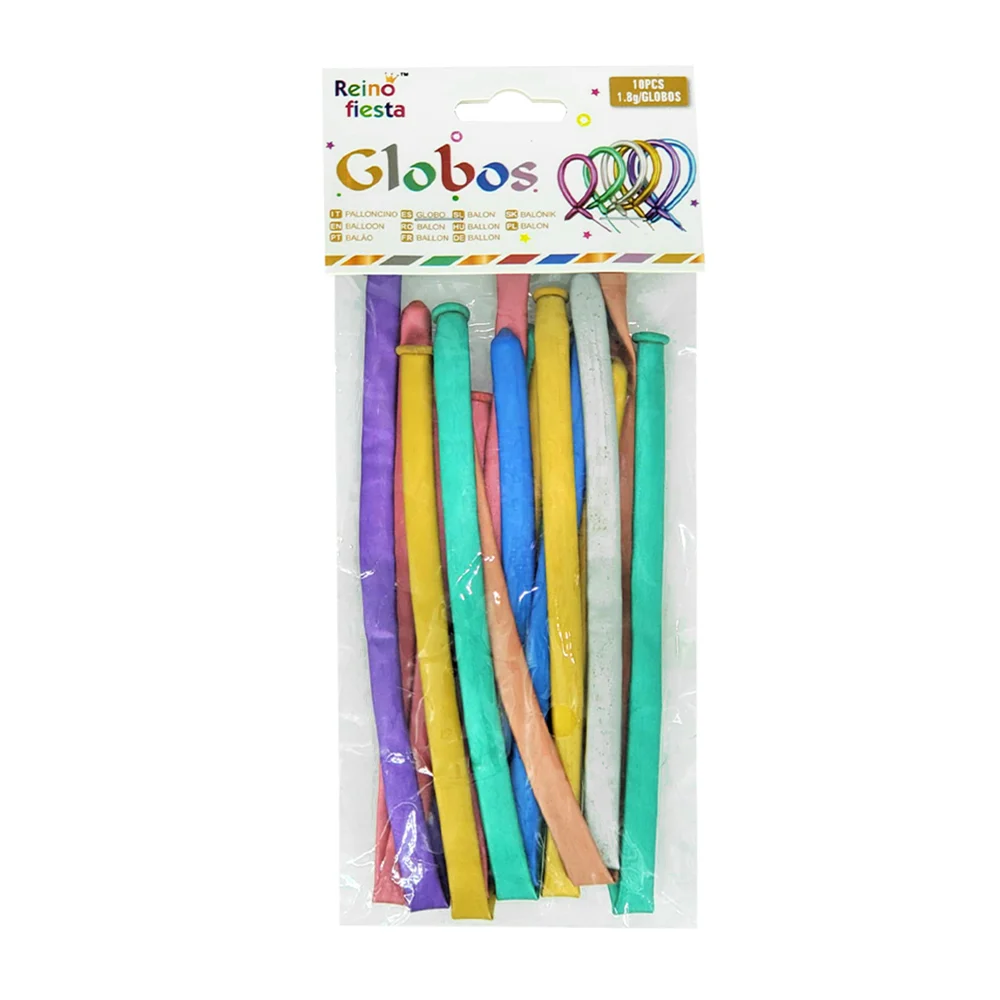 Paquete con 10 globos de látex no.270 o tipo salchicha - gusano, metá…