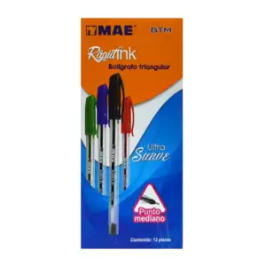 Caja con 12 plumas bolígrafos triangulares mae ultra suave de tinta n…