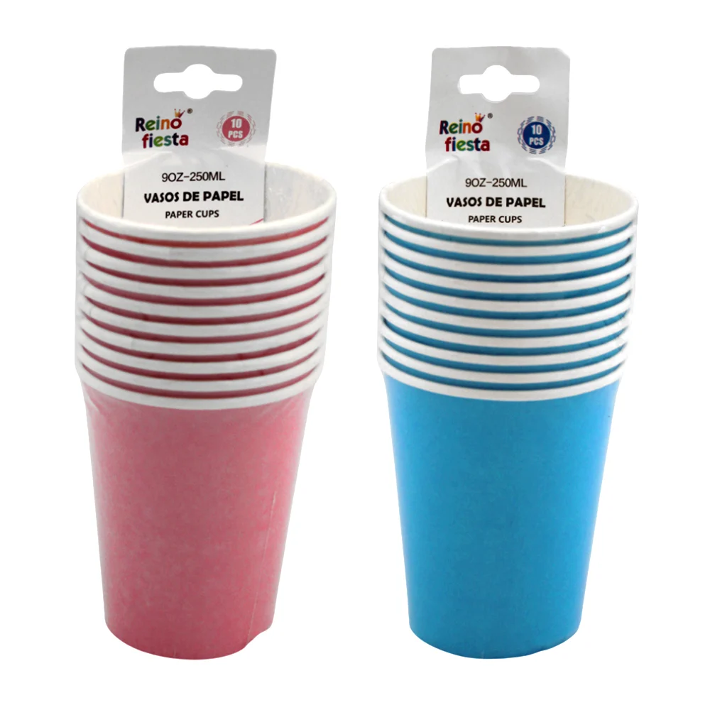 Paquete con 10 vasos de papel para fiestas, lisos y capacidad de 250m…