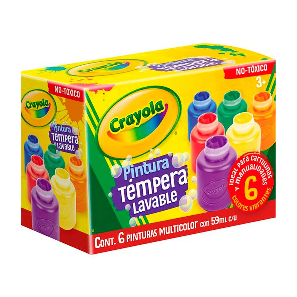 Paquete con 6 mini frascos con pintura crayola lavable, tonos vibrant…