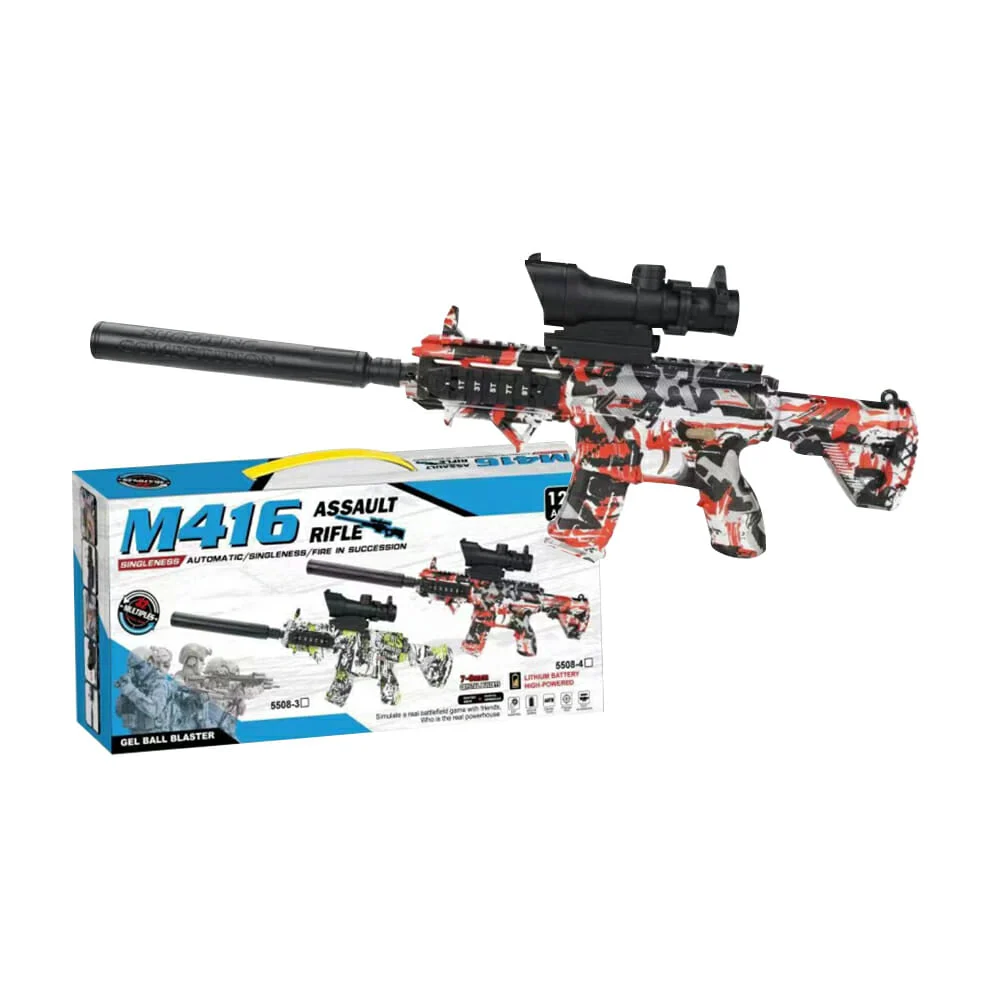 Pistola assault rifle m416 diseño camuflado rojo gris con 2 modos de …
