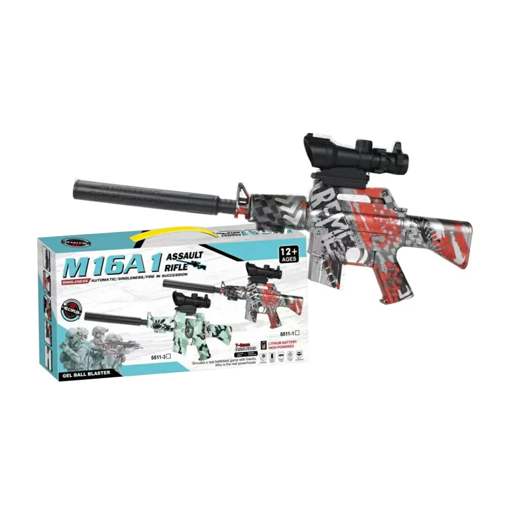 Pistola assault rifle m16a1 color gris rojo con 2 modos de uso para l…