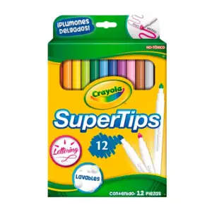 Paquete con 12 plumones delgados crayola supertips en colores intenso…