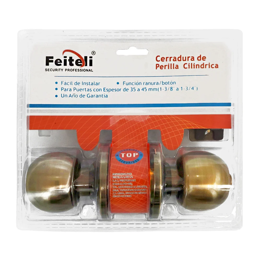 Cerradura de perilla cilíndrica de acero inoxidable para recámara, di…