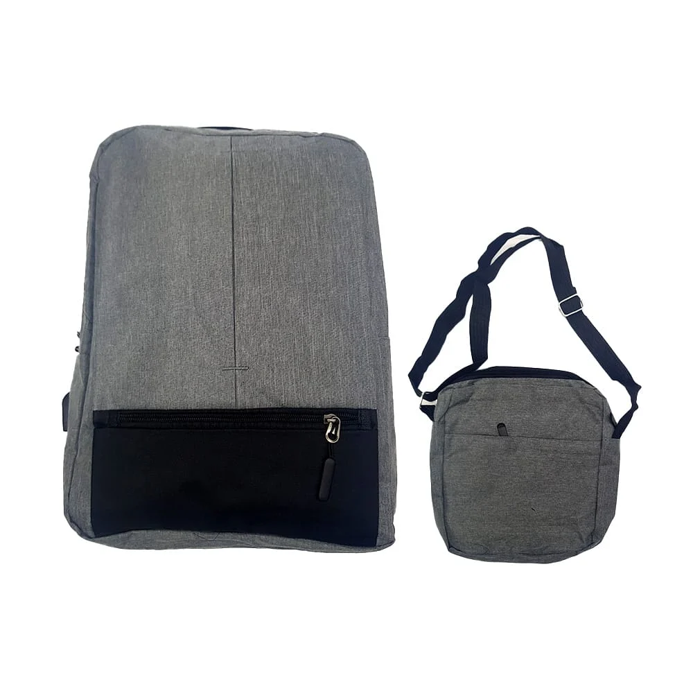 Mochila grande lisa bicolor de 2 compartimentos con bolsa y colorera,…