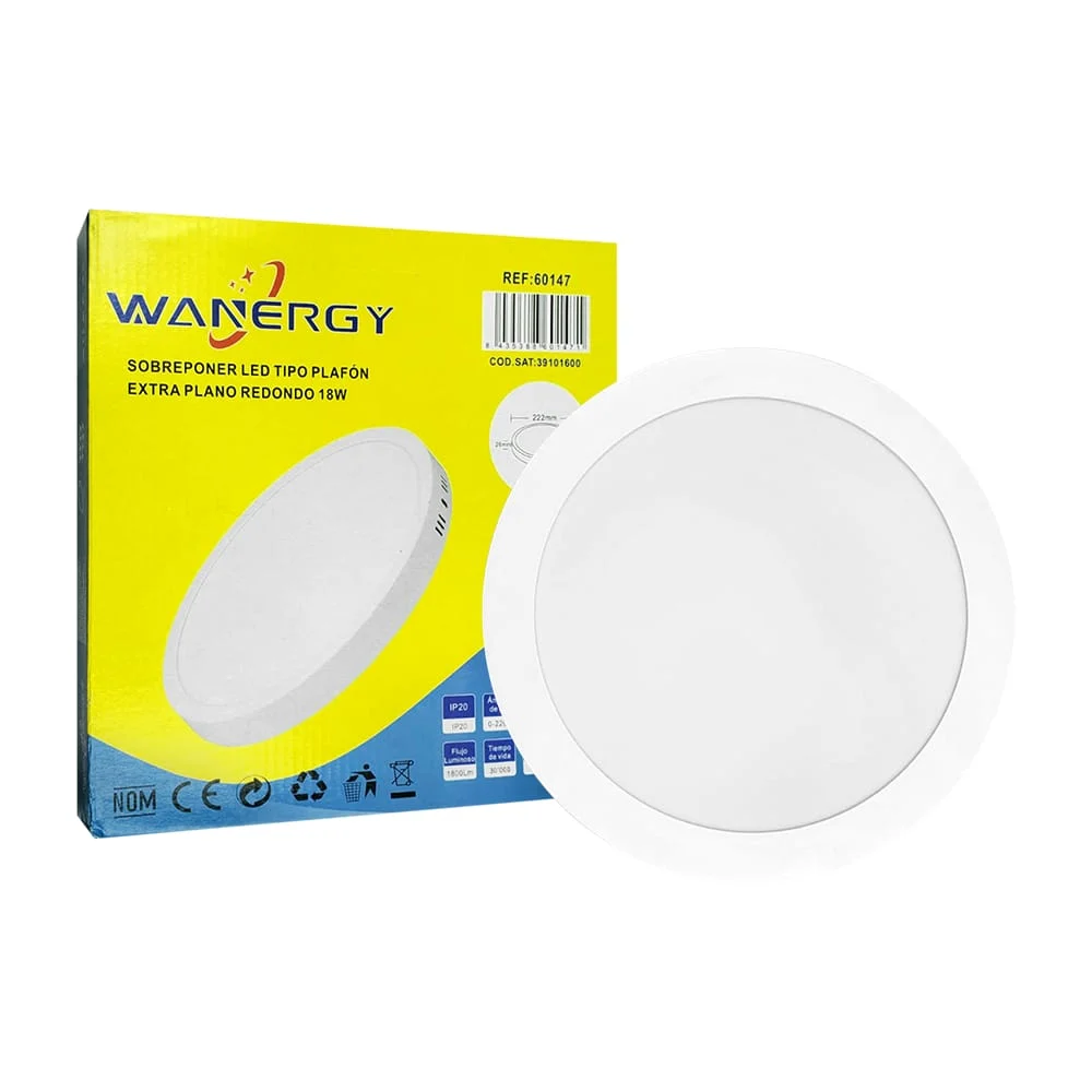 Lámpara led tipo plafón redondo wanergy para sobreponer con consumo d…
