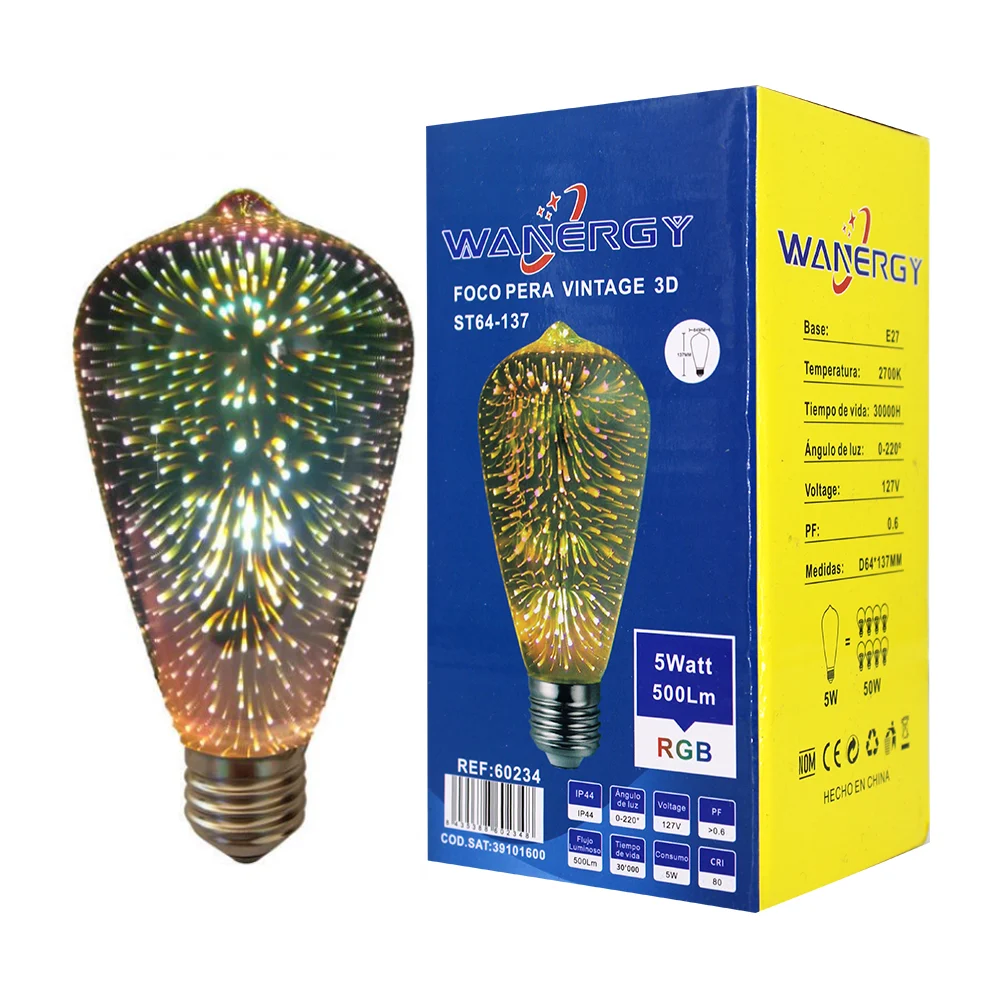 Foco bombilla rgb wanergy vintage con forma tipo pera y consumo de 5 …