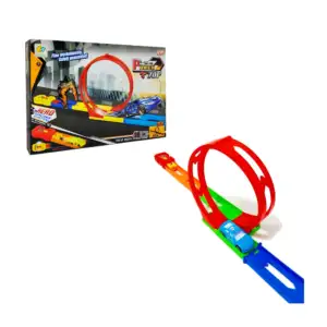 Pista armable racing power top 61cm con rampa de 360° + mini carrito,…