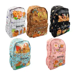 Mochila con 2 compartimentos y estampado de capibara, variedad de dis…