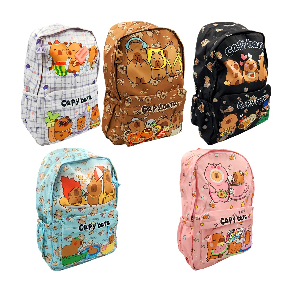 Mochila con 2 compartimentos y estampado de capibara, variedad de dis…