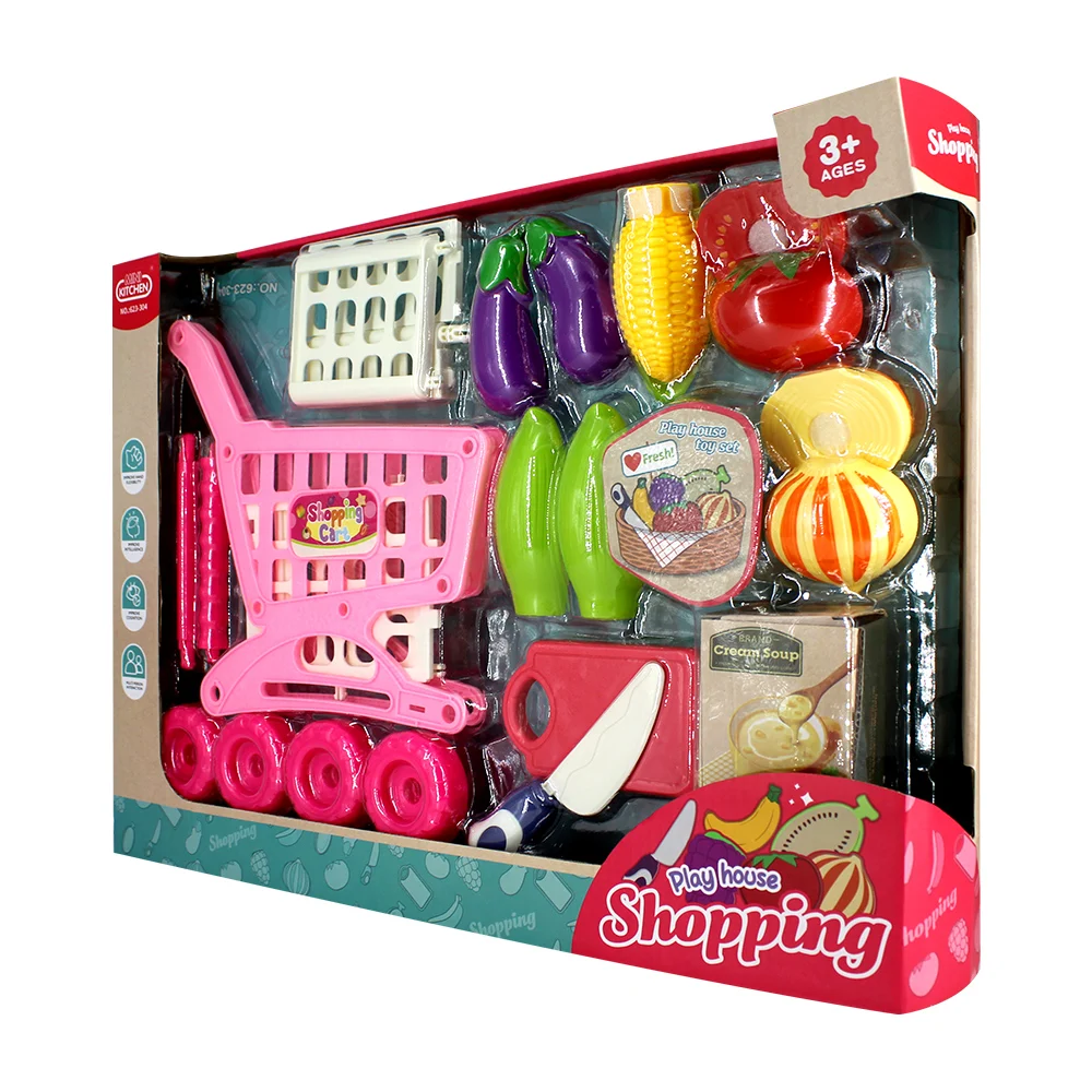 Blíster mini carrito de juguete para compras de supermercado play hou…