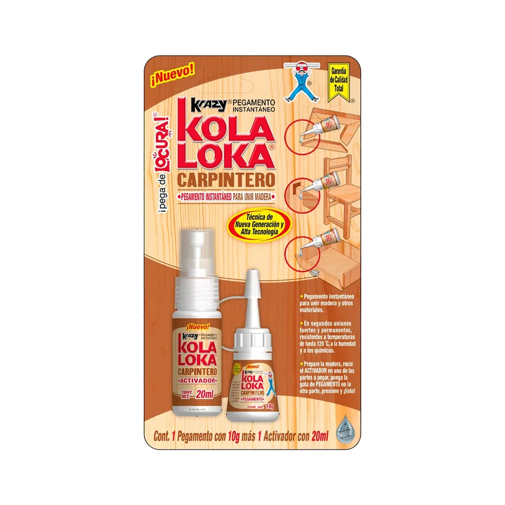 Blíster krazy kola loka para carpintero, con pegamento líquido de 10g…