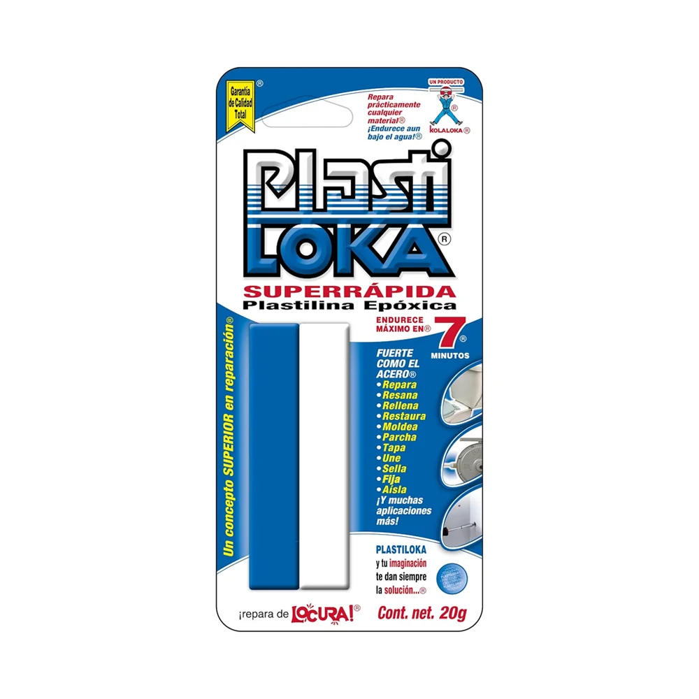Plastilina epóxica super rápida plasti loka multiusos de color azul y…