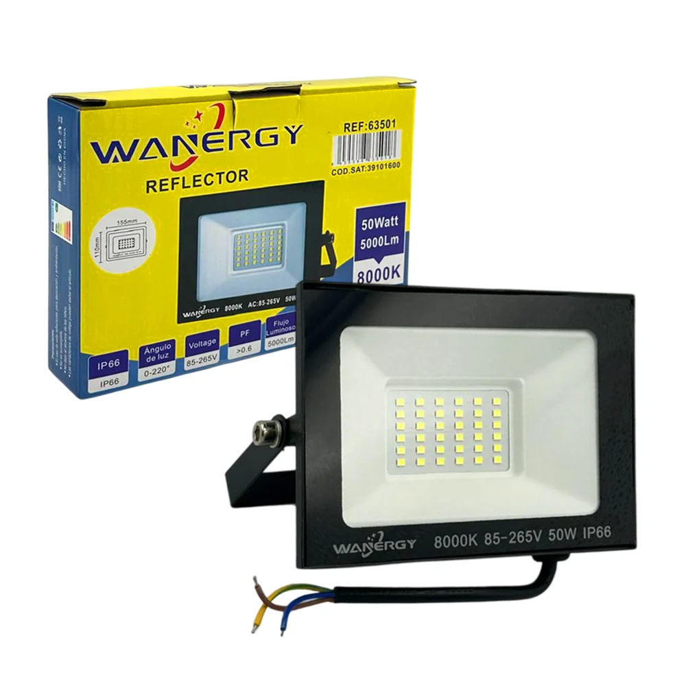 Reflector led wanergy cuadrado de 30w con resistencia ip66 y marco me…