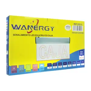 Señalamiento led en acrilico con luz roja y frase de caja, 36x15cm / …