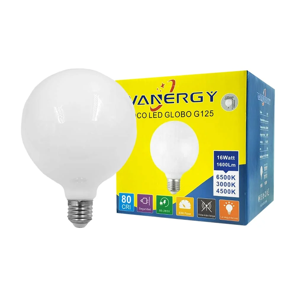 Foco bombilla led wanergy tipo globo con consumo de 16 watts / 660300