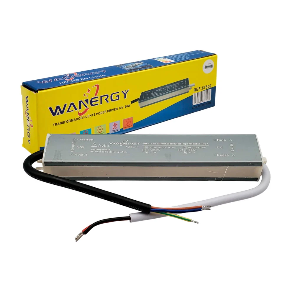 Transformador / fuente de poder driver wanergy de 12v 60w con resiste…