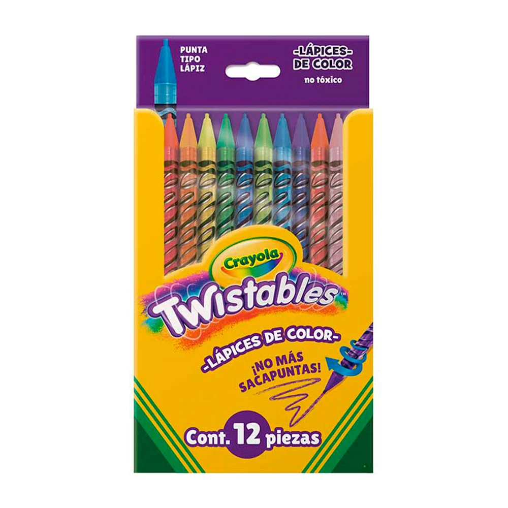 Paquete con 12 crayolas retráctiles con punta tipo lápiz delgada, en …