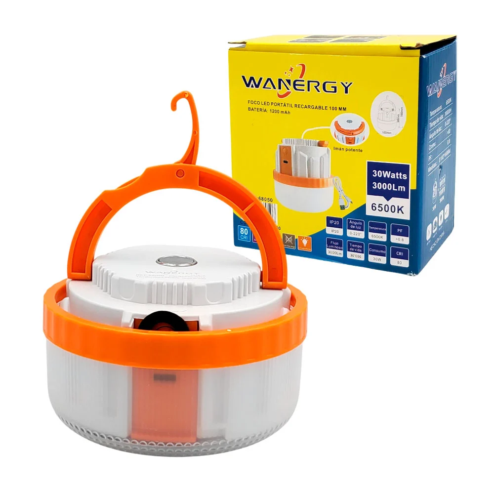 Foco led de emergencia wanergy, portátil y recargable, con gancho par…