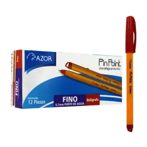 Caja con 12 bolígrafos finos azor de color rojo con punto de aguja 0,…