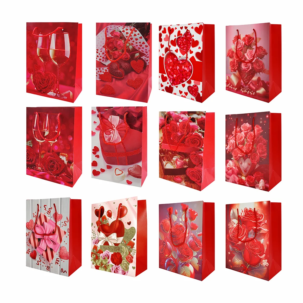 1pza Bolsa de regalo chica con temática día de san valentín y diamant…
